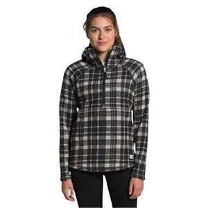 The North Face Black and White Plaid w/ Hood Quarter Zip Pullover Sweater Sz XS